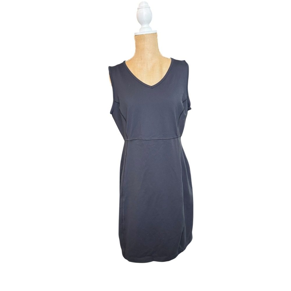 Duluth Trading Co Women's Black‎ V Neck Sleeveless Dress Size M Lycra Spandex